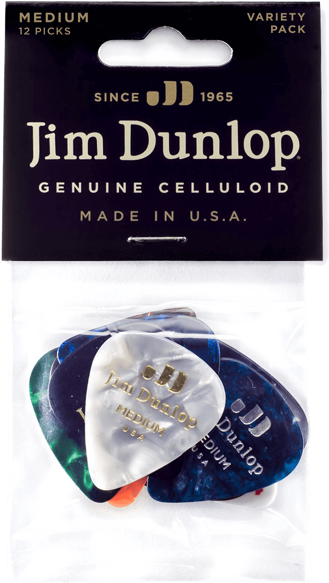 Dunlop PVP106 Celluloid Medium Variety Plectrum 12-Pack
