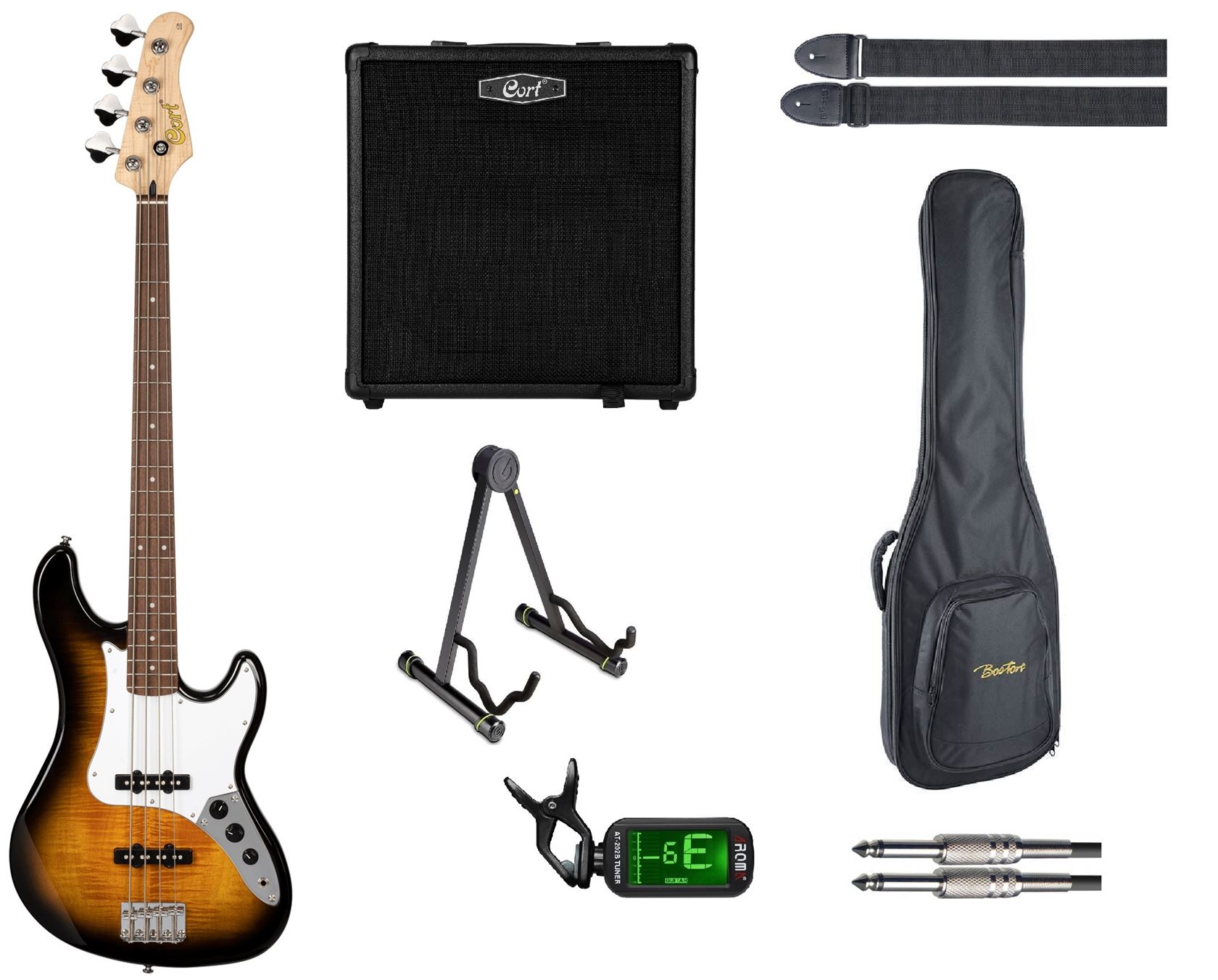 Cort Startersset Elektrische Basgitaar (Sunburst)