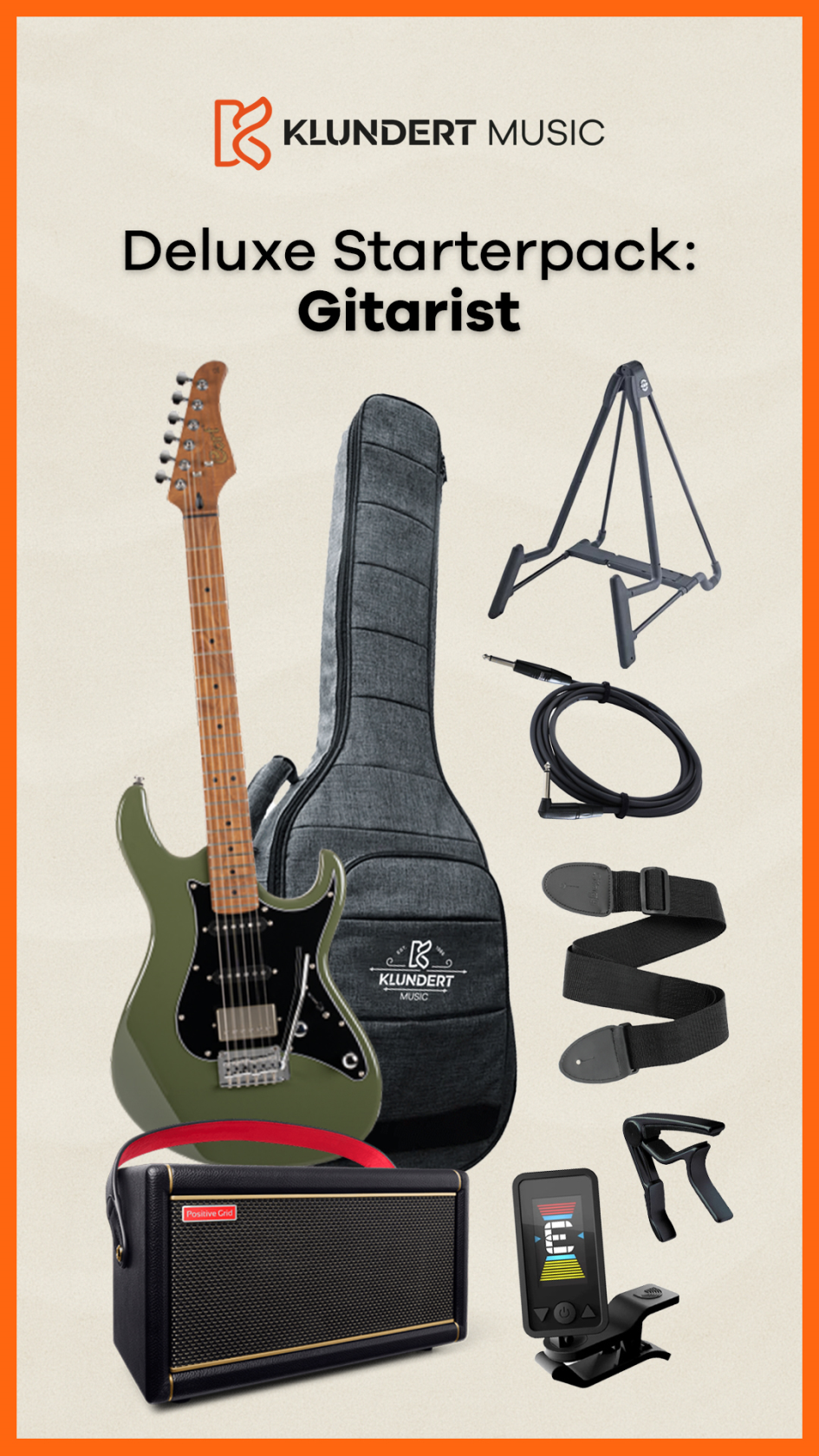 Cort Deluxe Startersset Elektrische Gitaar (Olive Dark Green) afbeelding