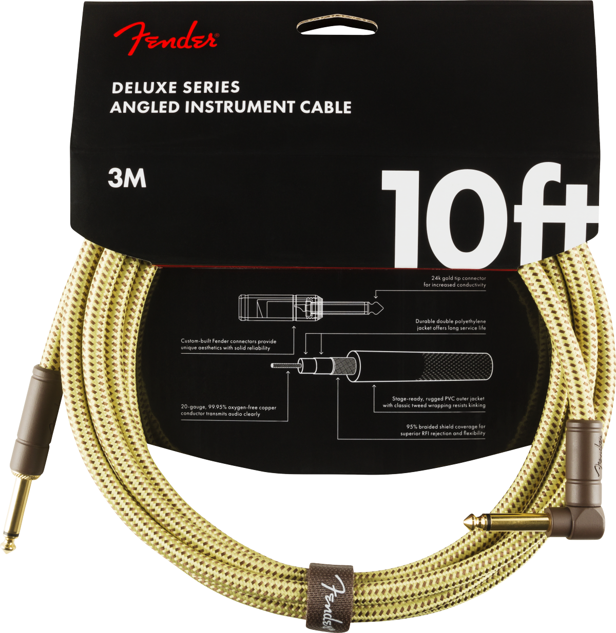 Fender Instrumentkabel Deluxe Tweed, Jack-Jack Haaks, 3m