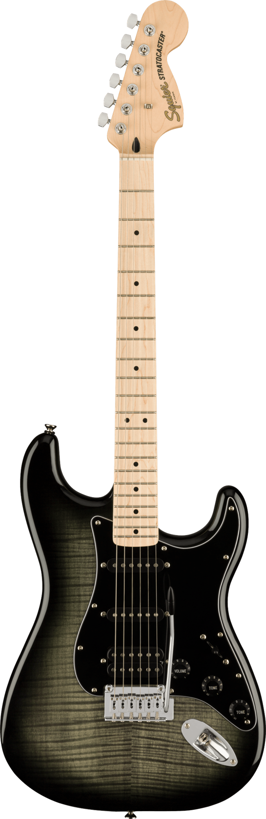 Klundertmusic Squier Affinity Stratocaster FMT HSS, Black Burst MN aanbieding