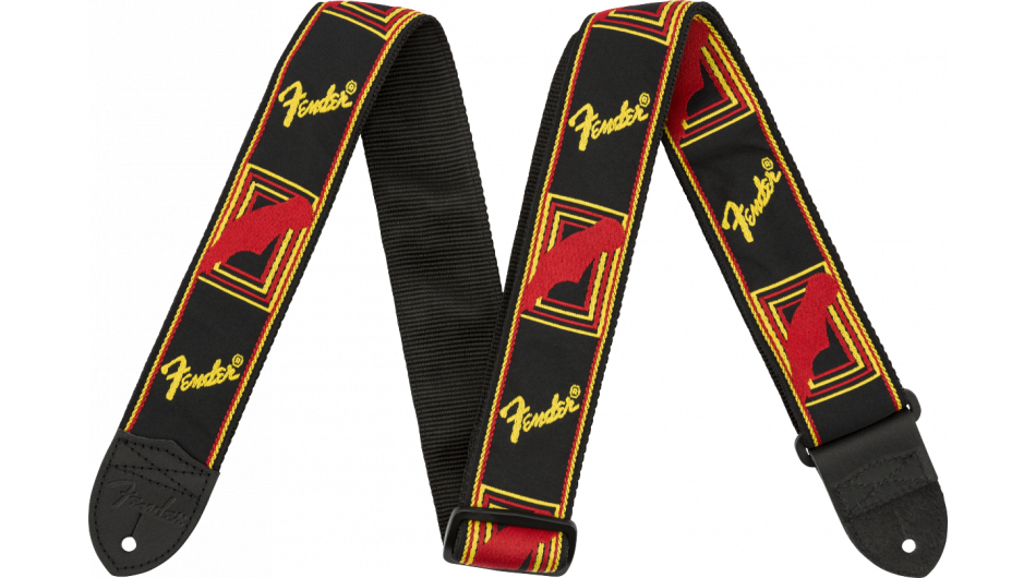 Fender Monogram, zwart/geel/rood 2" 