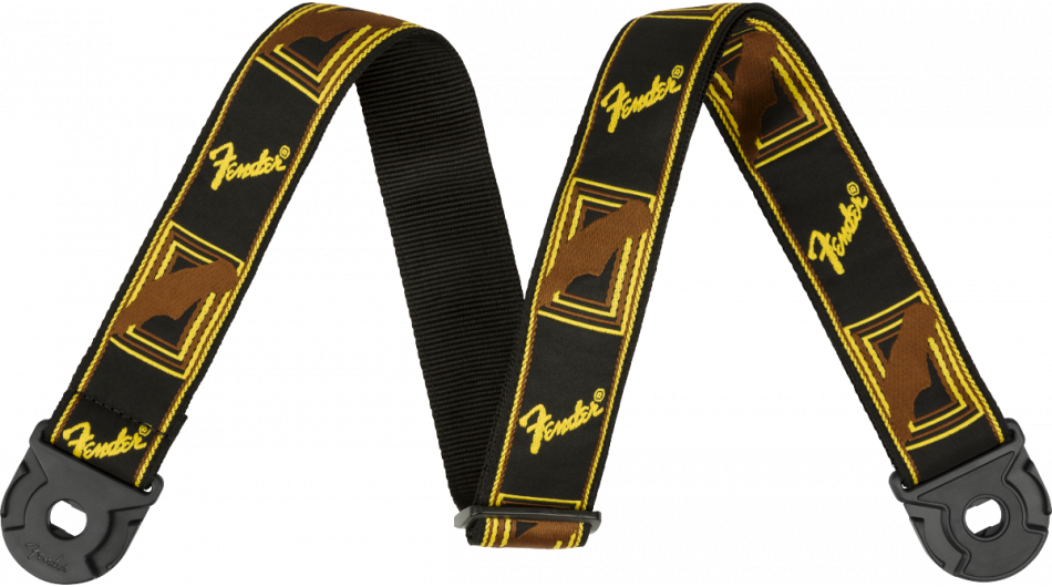 Fender Quick grip locking-end strap black yellow brown, 2"