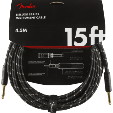 Fender Instrumentkabel Deluxe Black Tweed, Jack-Jack, 4.5m
