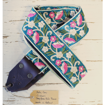 Holy Cow Straps Deep Green Pink Flower