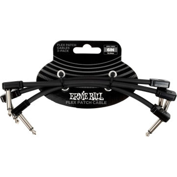 Ernie Ball EEB 6444 Flex patch cable 15 cm, Zwart 3-pack