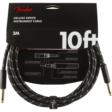 Fender Instrumentkabel Deluxe Black Tweed, Jack-Jack, 3m