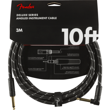 Fender Instrumentkabel Deluxe Black Tweed, Jack-Jack Haaks, 3m