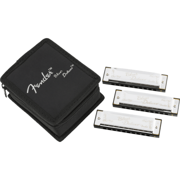 Fender Blues Deluxe Harmonica 3-pack met opbergetui