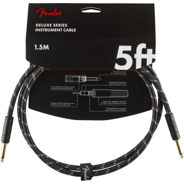 Fender Instrumentkabel Deluxe Black Tweed, Jack-Jack, 1,5m