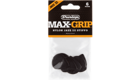 Dunlop Max Grip Nylon Jazz III Stiffo Plectrum 6-Pack zwart