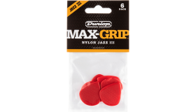 Dunlop Max Grip Nylon Jazz III Plectrum 6-Pack rood