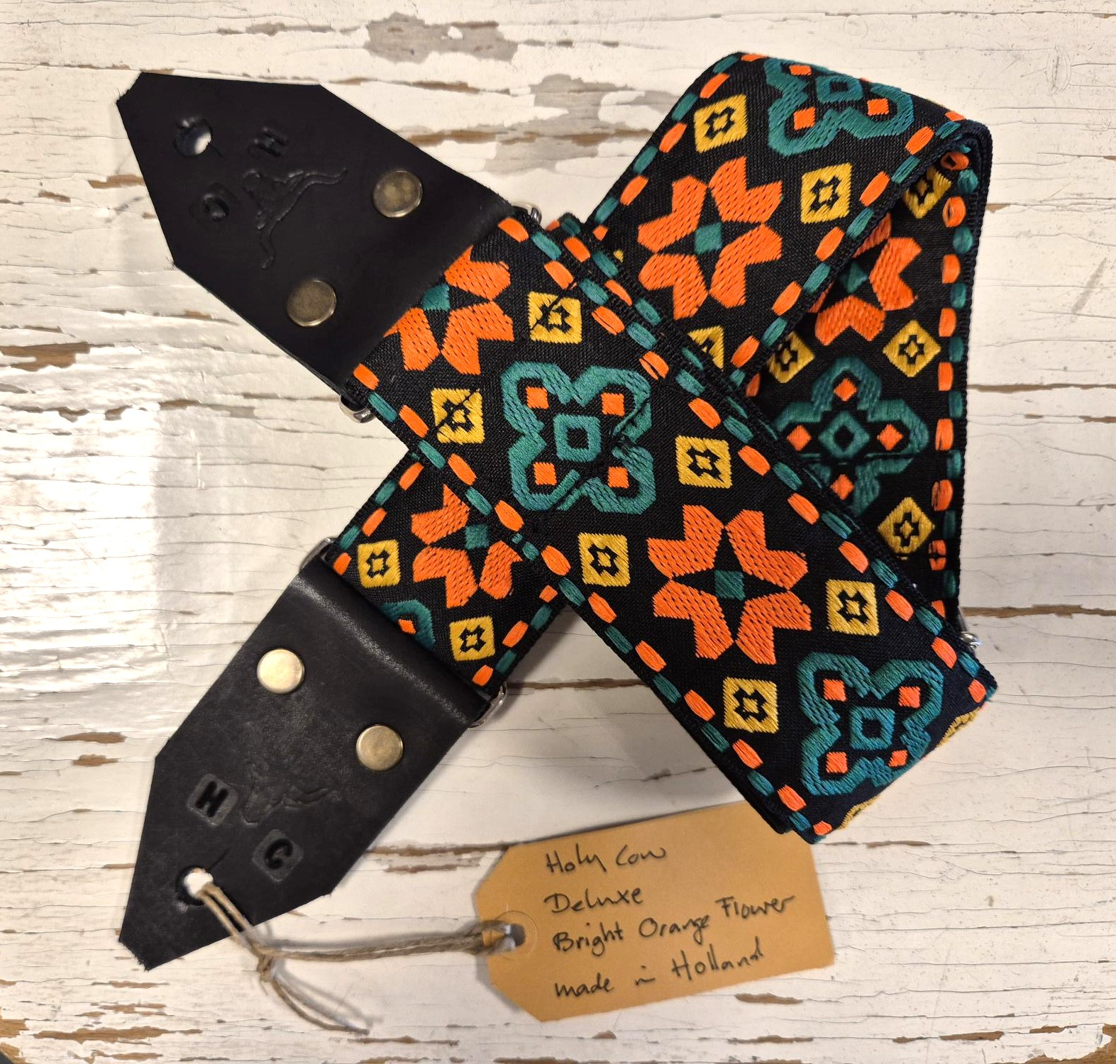 Holy Cow Straps Deluxe Bright Orange Flower