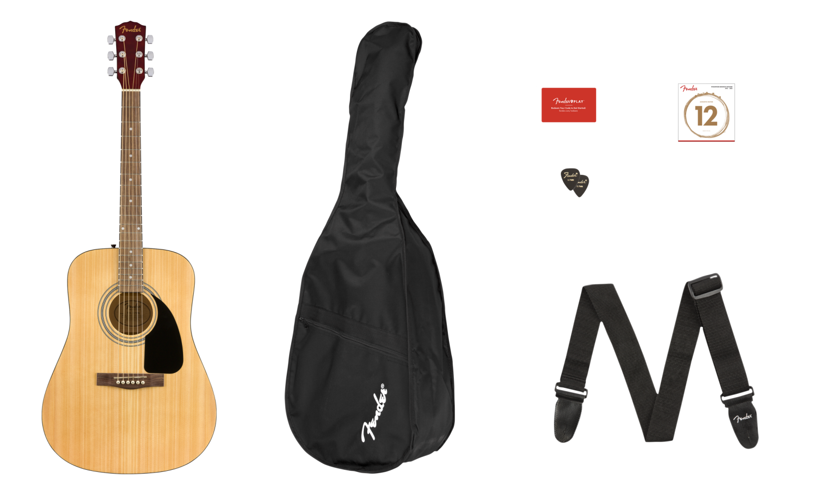 Klundertmusic Fender FA-115 Dreadnought Pack, Natural aanbieding