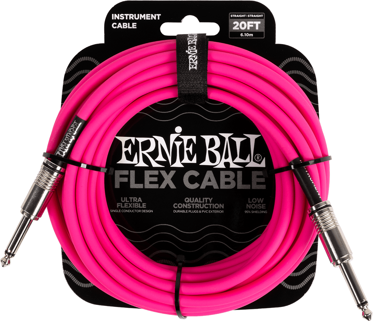 Ernie Ball 6418 Flex Cable 6 meter instrumentkabel roze