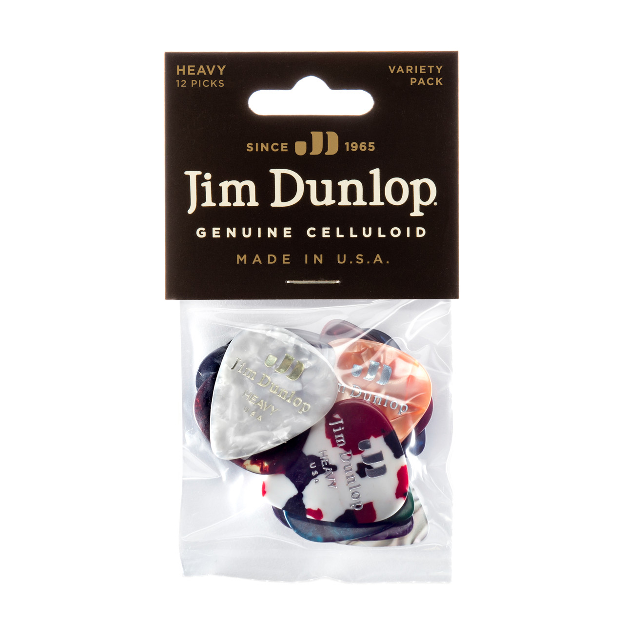 Dunlop PVP107 Celluloid Heavy Variety Plectrum 12-Pack