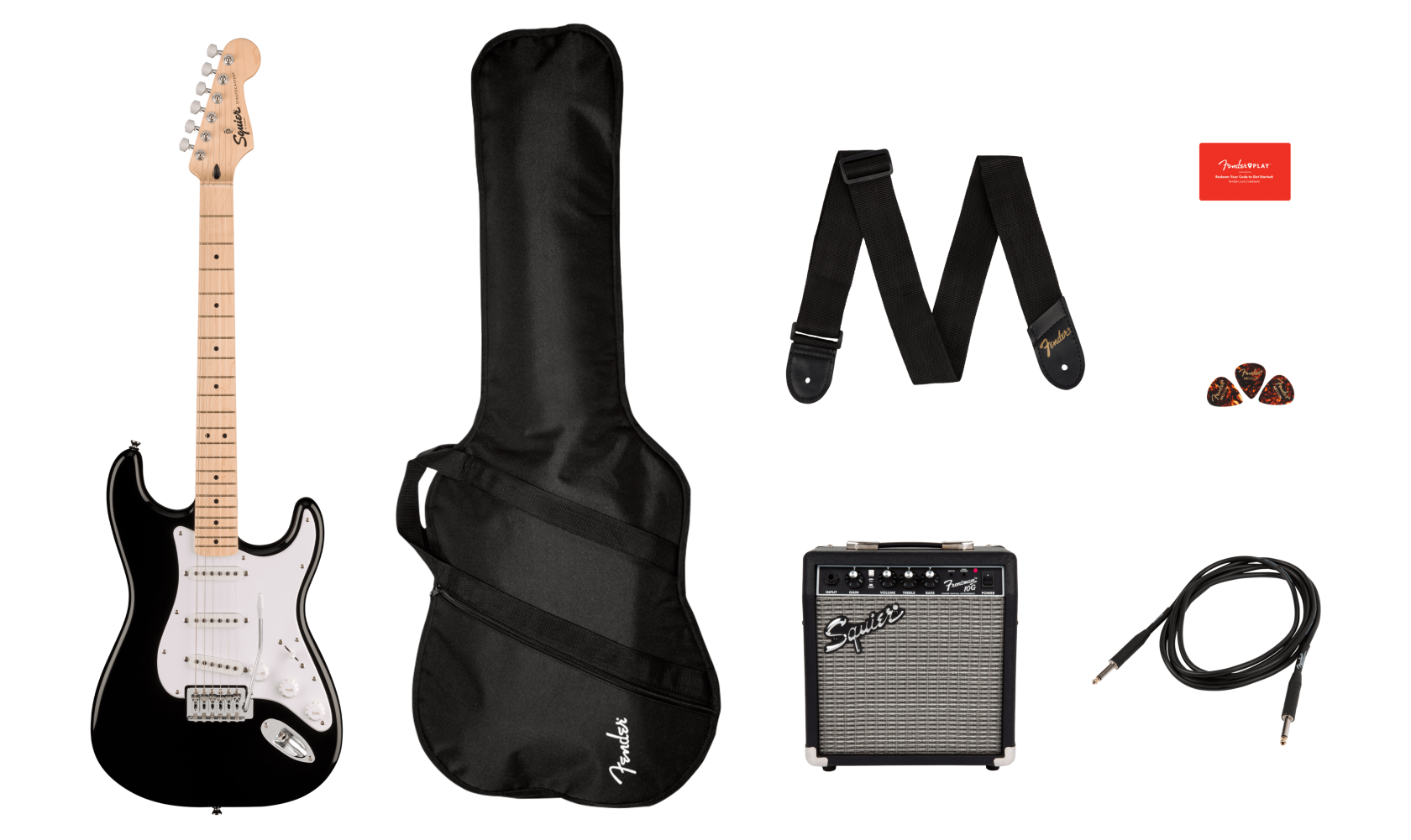 Klundertmusic Squier Sonic Stratocaster Black Starterpack aanbieding