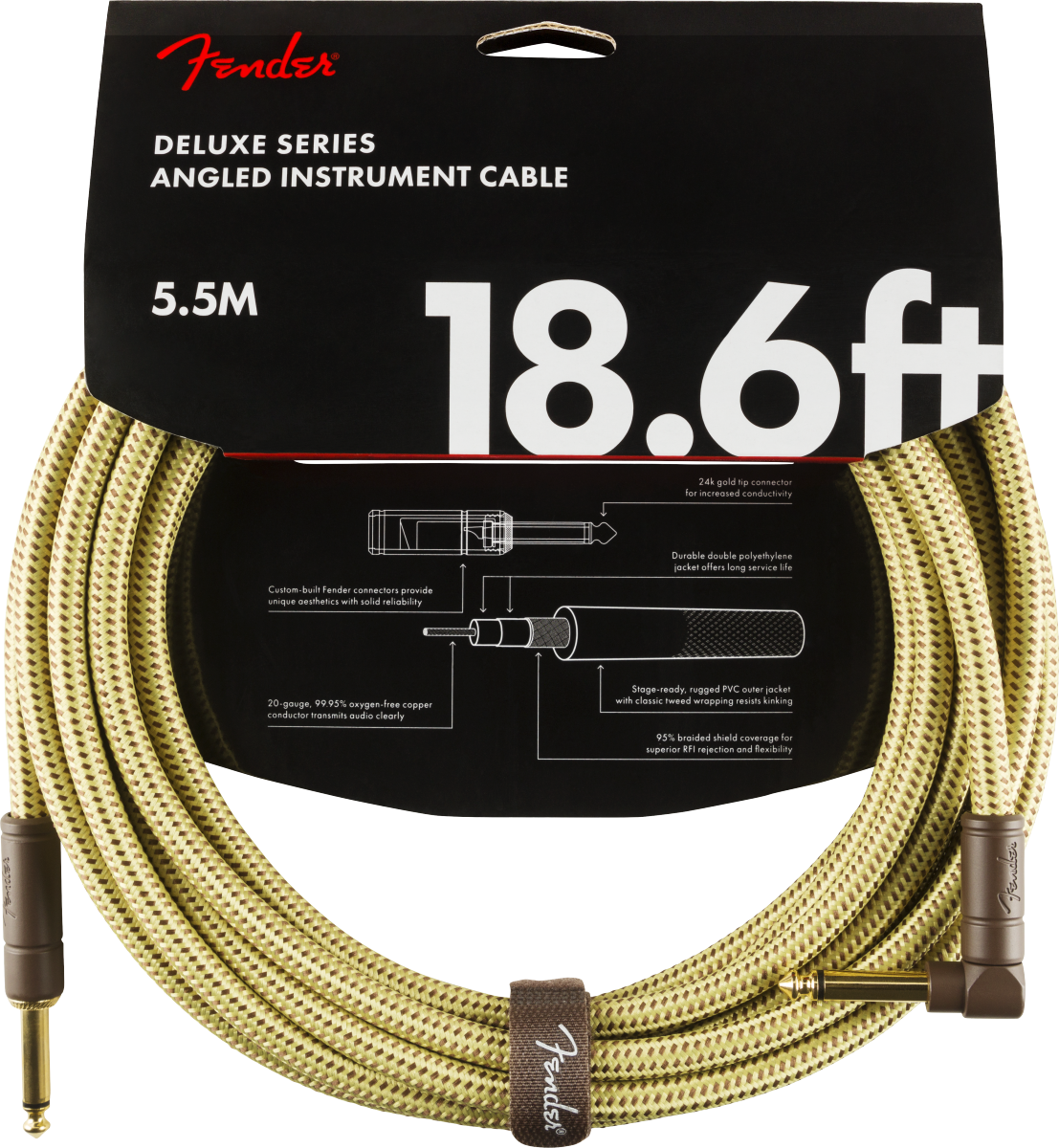 Fender Instrumentkabel Deluxe Tweed, Jack-Jack Haaks, 5.5m