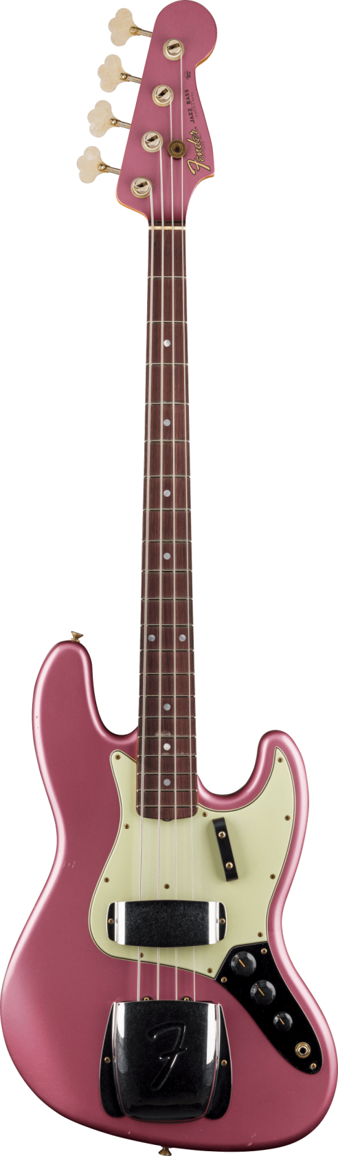 Fender Custom Shop 1965 Jazz Bass Journeyman Relic, Faded Burgundy Mist Metallic RW afbeelding