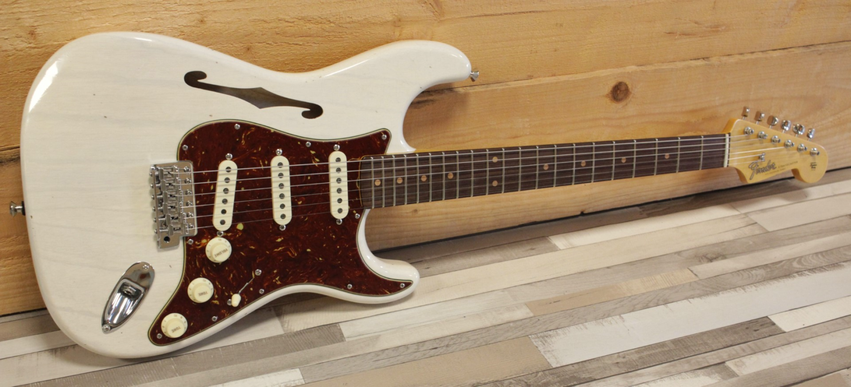 Fender Custom Shop Postmodern Thinline Strat Journeyman Relic, Aged White Blonde