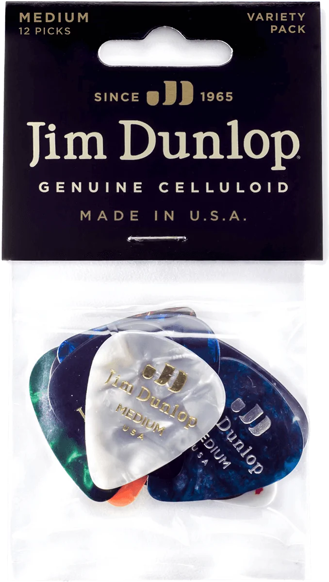 Dunlop PVP106 Celluloid Medium Variety Plectrum 12-Pack