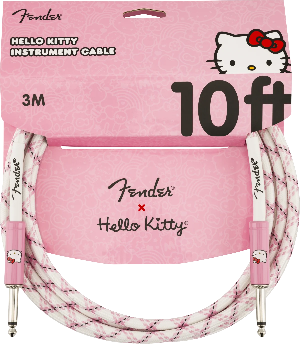 Fender Kabel Hello Kitty White Pink Woven Cable, Jack-Jack, 3m