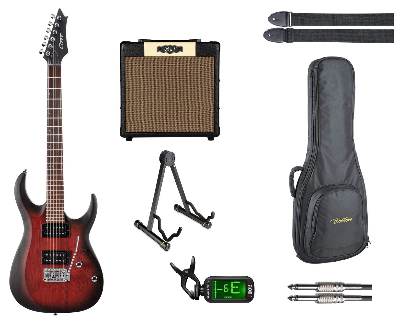 Cort Startersset Elektrische Gitaar (Cherry) HARDROCK 