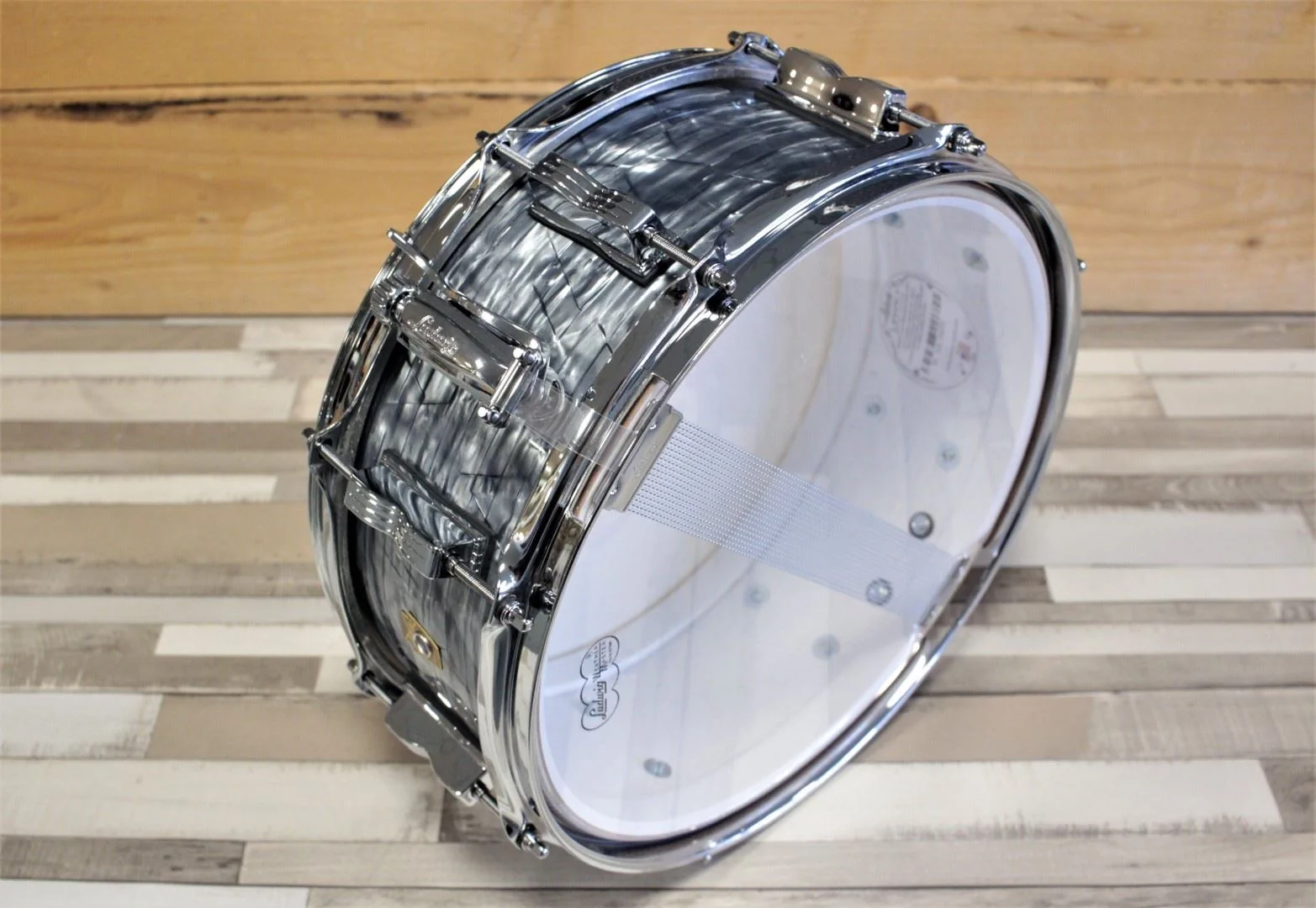 Ludwig LS90852 14x5.5 Legacy Mahogany Jazz Fest, Sky Blue Pearl