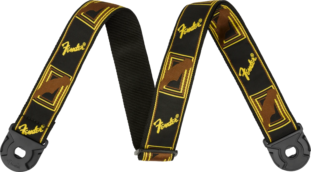 Fender Quick grip locking-end strap black yellow brown, 2"