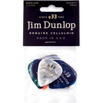 Dunlop PVP106 Celluloid Medium Variety Plectrum 12-Pack