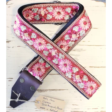 Holy Cow Straps Gold Burgundy Flower