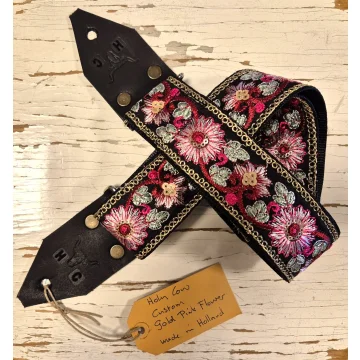 Holy Cow Straps Gold Pink Flower