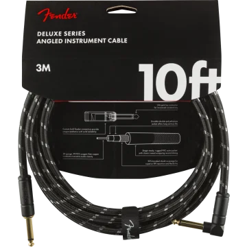 Fender Instrumentkabel Deluxe Black Tweed, Jack-Jack Haaks, 3m