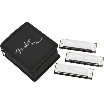 Fender Blues Deluxe Harmonica 3-pack met opbergetui