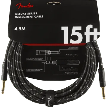 Fender Instrumentkabel Deluxe Black Tweed, Jack-Jack, 4.5m