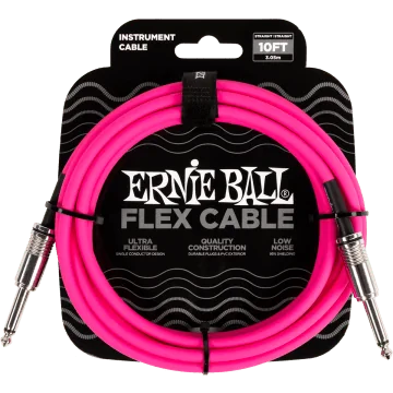 Ernie Ball 6413 Flex Cable 3 meter instrumentkabel roze