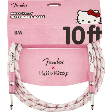Fender Kabel Hello Kitty White Pink Woven Cable, Jack-Jack, 3m