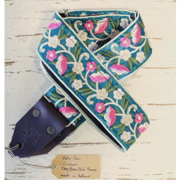 Holy Cow Straps Deep Green Pink Flower