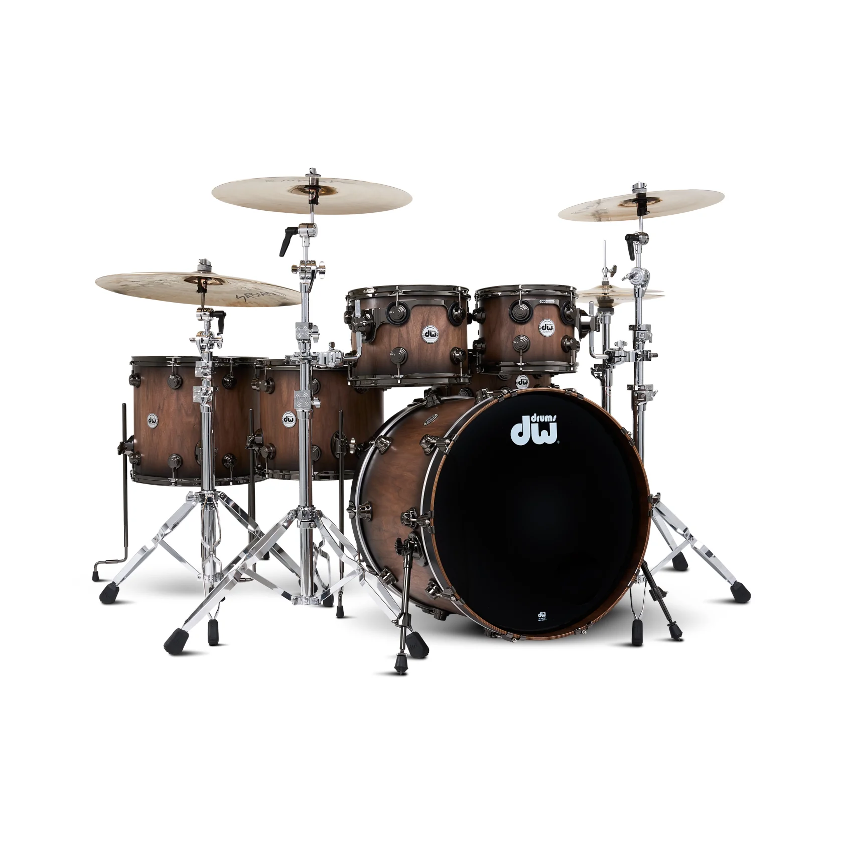 DW Collector's Pure Walnut To Quick Ebony Burst 6 piece 