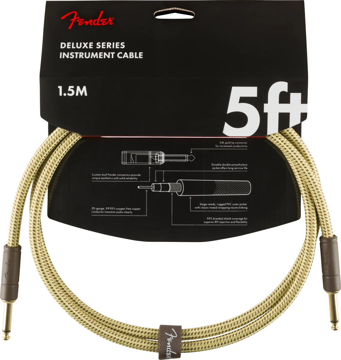 Fender Instrumentkabel Deluxe Tweed, Jack-Jack, 1,5m