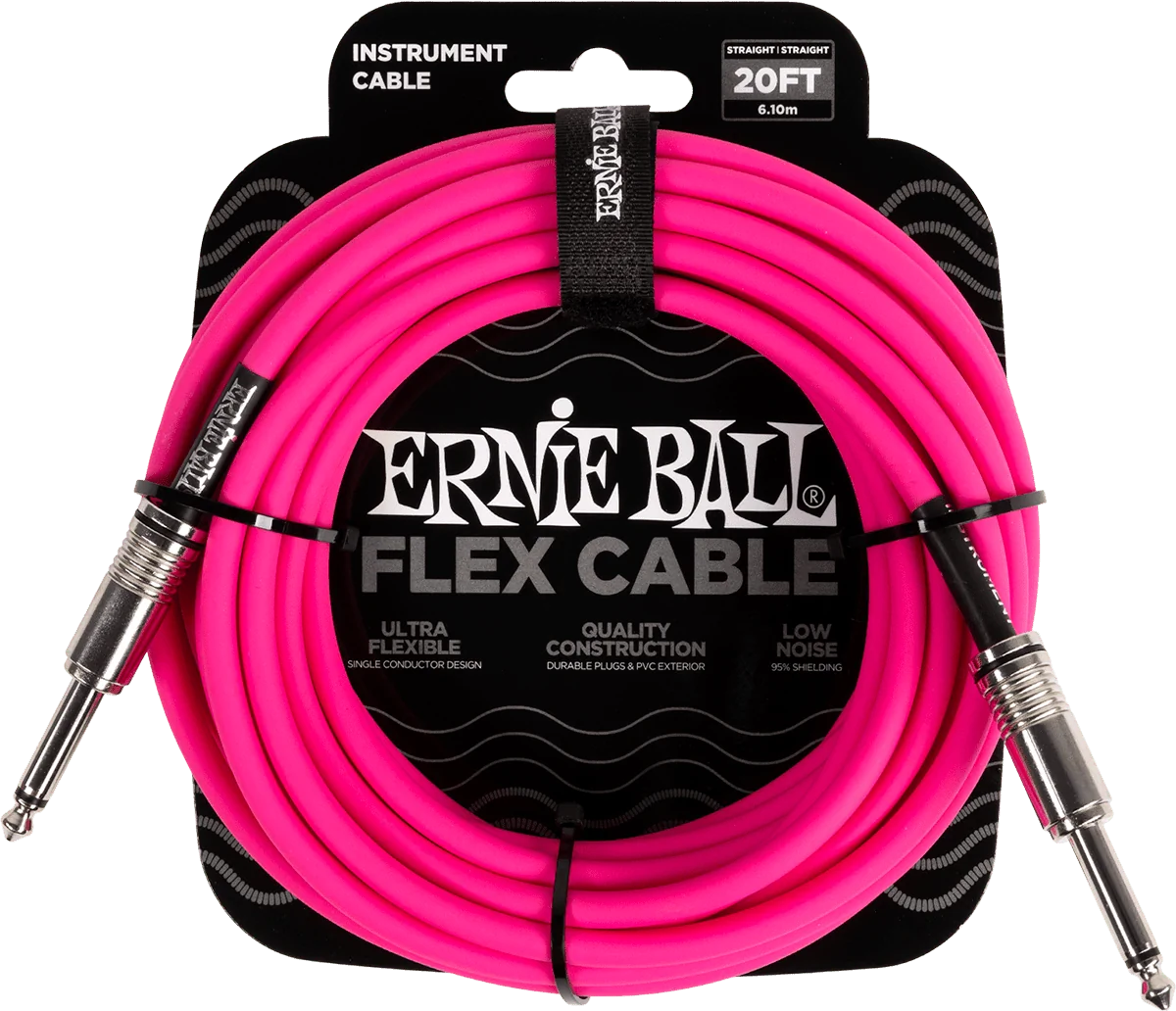 Ernie Ball 6418 Flex Cable 6 meter instrumentkabel roze