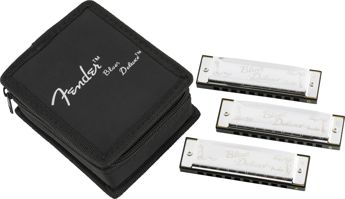 Fender Blues Deluxe Harmonica 3-pack met opbergetui