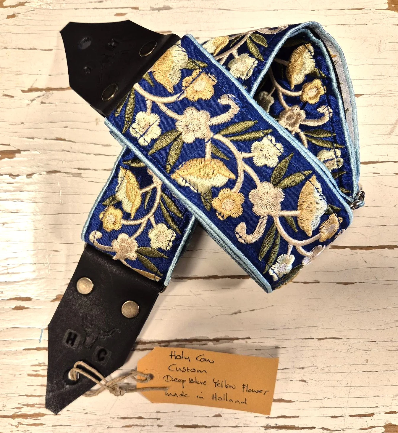 Holy Cow Straps Deep Blue Yellow Flower