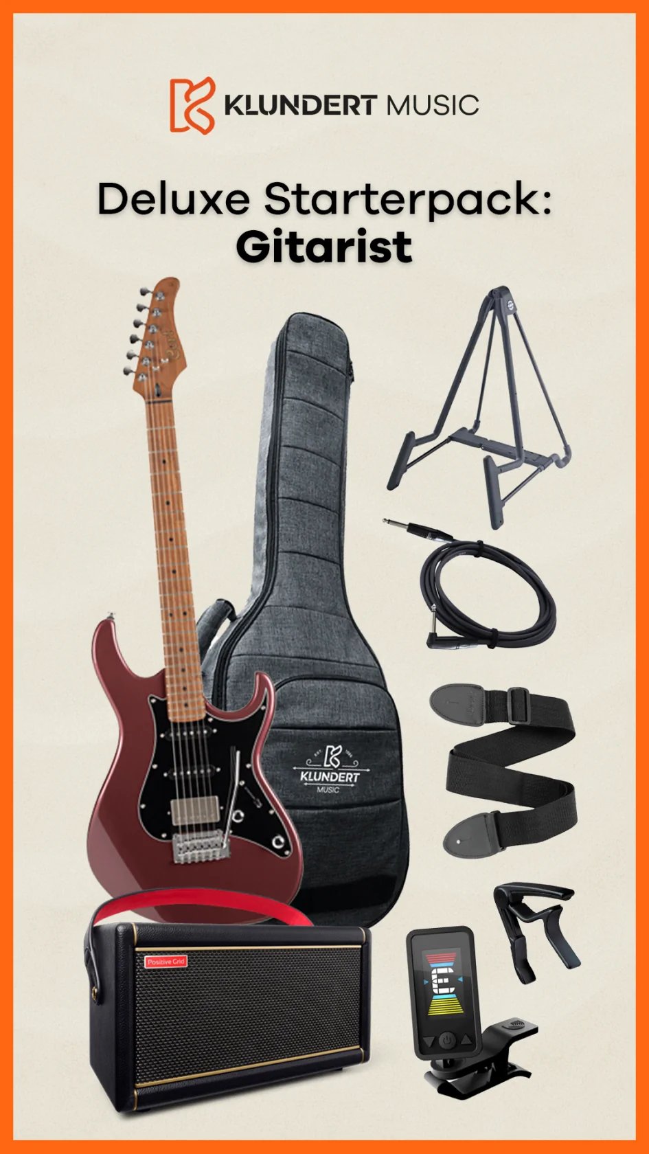 Cort Deluxe Startersset Elektrische Gitaar (Vivid Burgundy)
