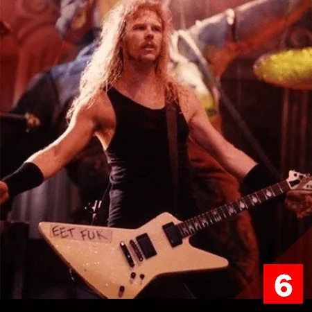 Gruwelijke gitaren - James Hetfield’s “EET FUK” ESP Explorer Gruwelijke gitaren - James Hetfield’s “EET FUK” ESP Explorer